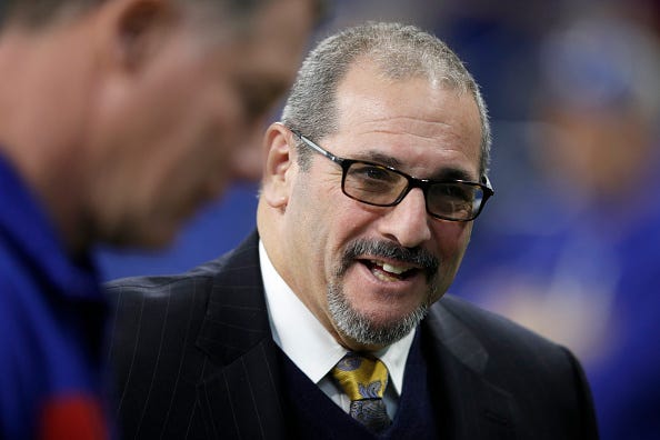 Dave Gettleman at the Giants game vs. Colts in 2018.