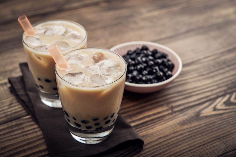 Bubble Tea, Boba Tea, Tapioca Pearls, Table, Wooden Background