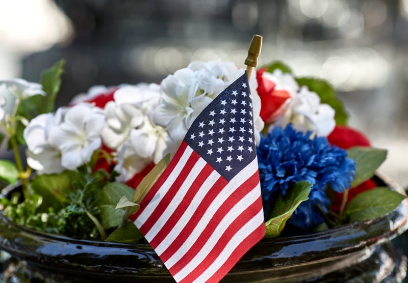 Flag in flower pot