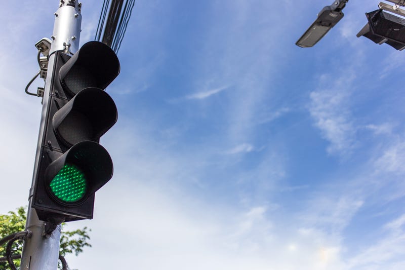 A traffic light.