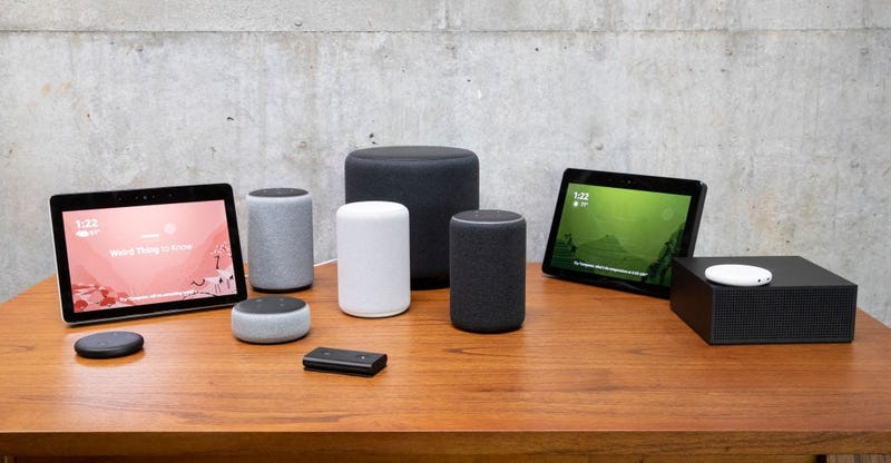 A selection of smart speakers and other devices.