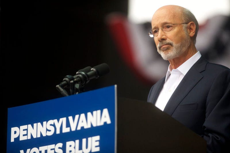 Pennsylvania Governor Tom Wolf addresses supporters during a campaign rally