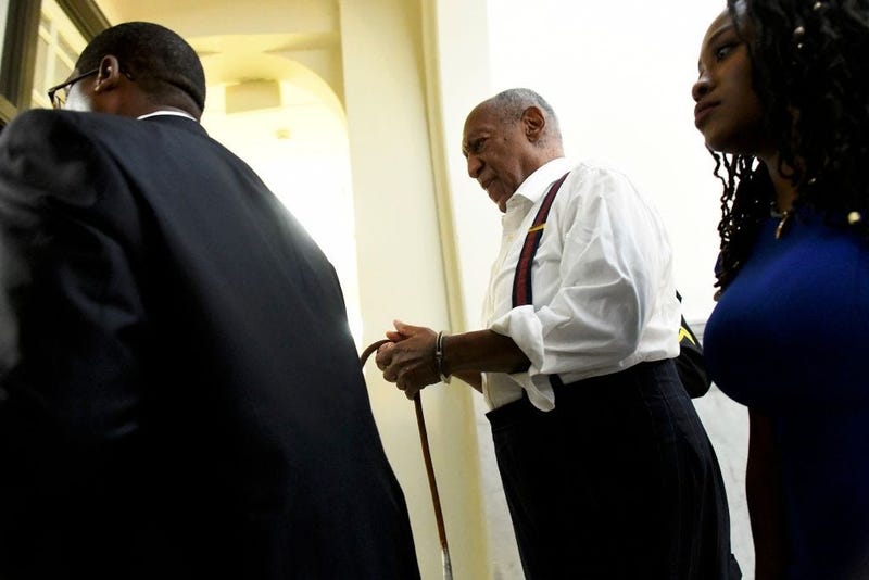 Bill Cosby is taken away in handcuffs after being sentenced to 3-10 years.