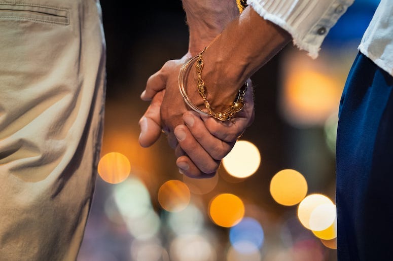 Couple, Holding Hands, Night