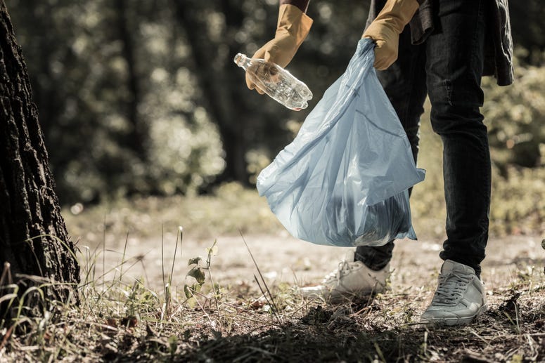 picking up trash