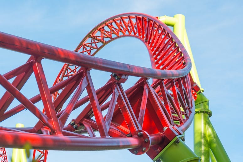 Roller Coaster, Loop, Amusement Park, Blue Sky