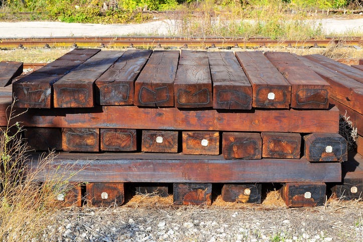 wooden railway posts