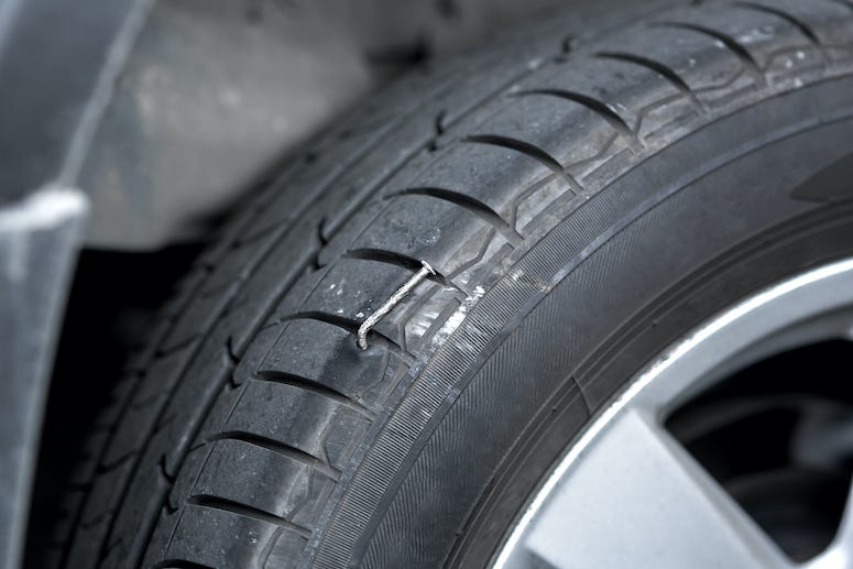 Nail, Tire, Car