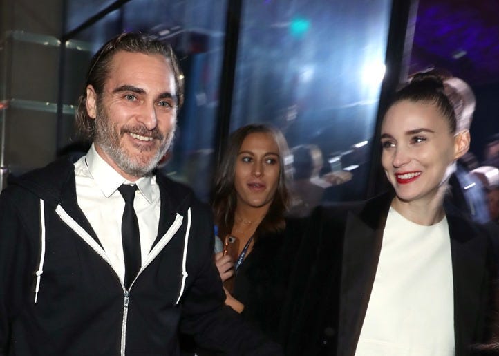 LOS ANGELES, CA - JANUARY 05: Joaquin Phoenix (L) and Rooney Mara attend Michael Muller's HEAVEN, presented by The Art of Elysium, on January 5, 2019 in Los Angeles, California.