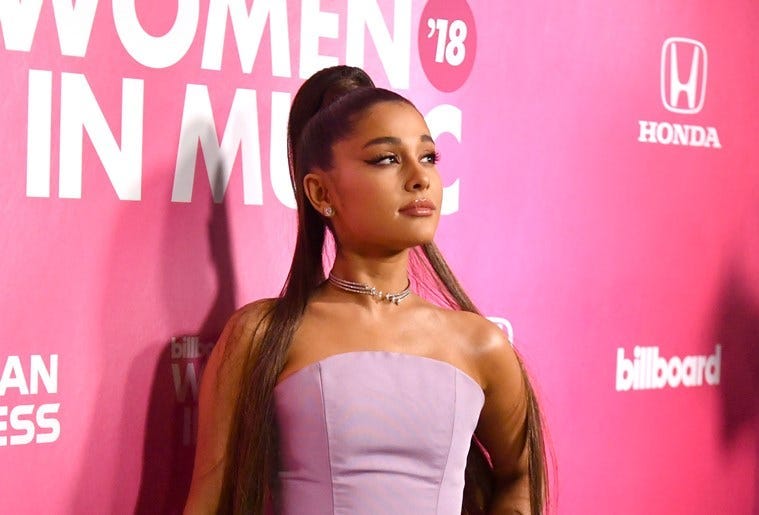 NEW YORK, NEW YORK - DECEMBER 06: Singer Ariana Grande attends the Billboard Women In Music 2018 on December 06, 2018 in New York City