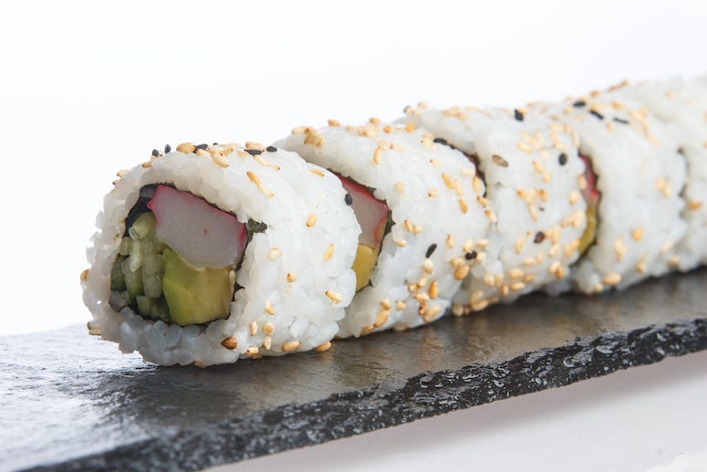 Sushi, California Roll, Plate, White Background