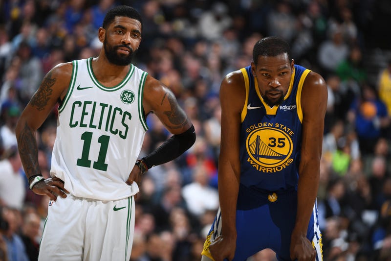 Celtics guard Kyrie Irving and Warriors forward Kevin Durant
