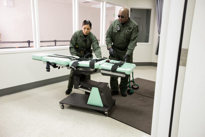 In this handout photo provided by California Department of Corrections and Rehabilitation, staff members dismantle the death row lethal injection facility at San Quentin State Prison on March 13, 2019 in San Quentin, California.