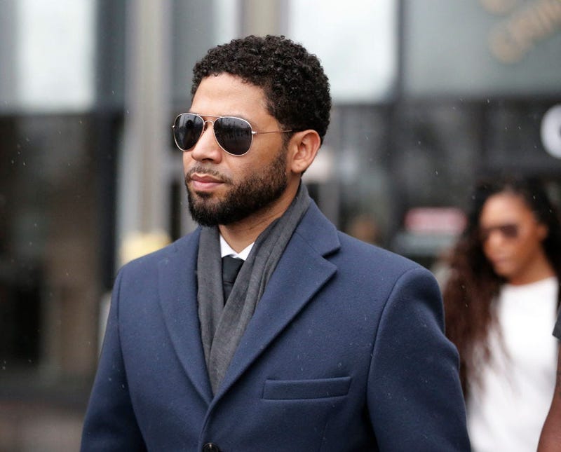 MARCH 14: Actor Jussie Smollett leaves Leighton Criminal Courthouse after his court appearance on March 14, 2019 in Chicago, Illinois. Smollett stands accused of arranging a homophobic, racist attack against himself in an attempt to raise his profile beca