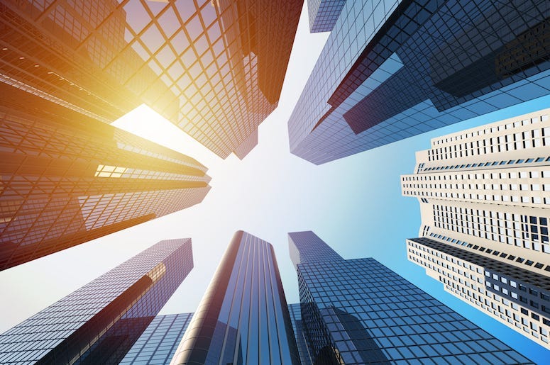 Office Buildings, Skyscrapers, Downtown, Sunlight