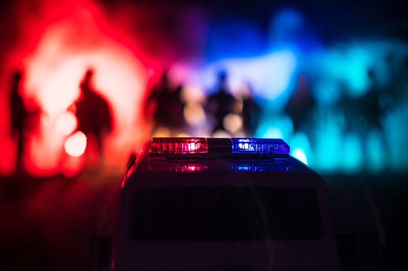 911 Emergency response police car speeding to scene of crime.
