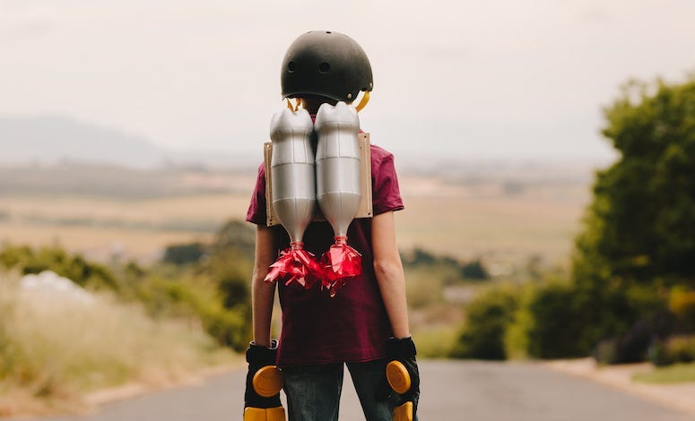Boy, Helmet, Jetpack