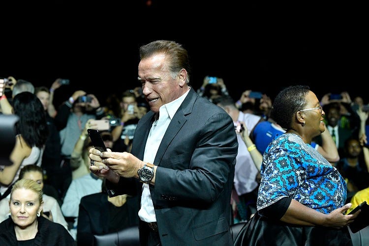Arnold Schwarzenegger is seen during the Arnold Sports Festival Africa 2019 at Sandton Convention Centre on May 18, 2019 in Johannesburg, South Africa.