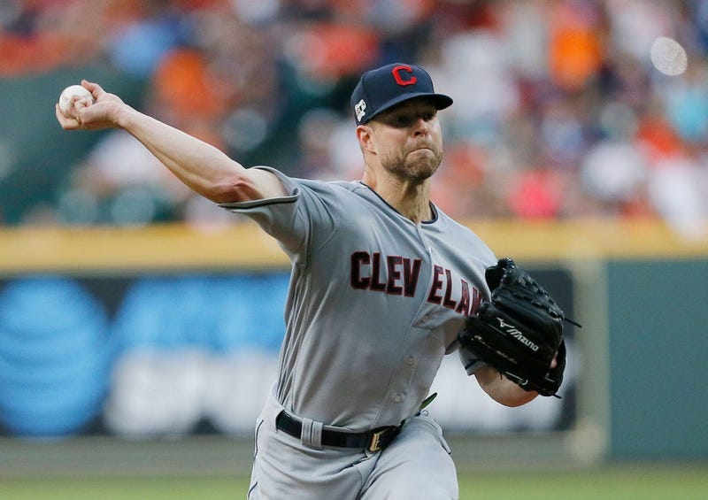 HOUSTON, TEXAS - APRIL 26: Corey Kluber #28 of the Cleveland Indians pitches in the first inning against the Houston Astros at Minute Maid Park on April 26, 2019 in Houston, Texas. (Photo by Bob Levey/Getty Images)