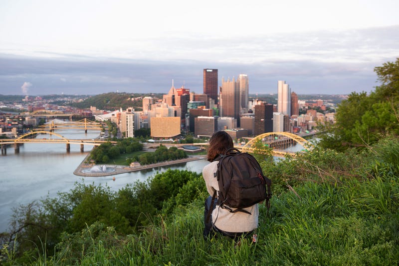 Man photographing Pittsburgh in Mount Washington