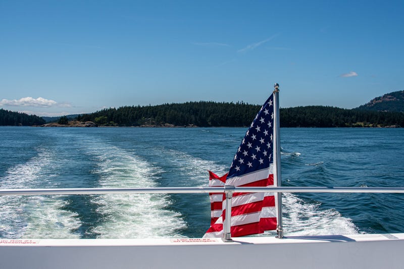 American Flag on Boat