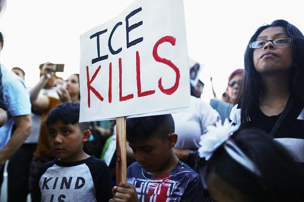 Protesters demonstrate at a 'funeral procession' on July 1, 2019 in Los Angeles, California. The procession was for the migrants who perished at the U.S.-Mexico border or while in custody of U.S. Customs and Border Protection (CBP). The demonstration, org