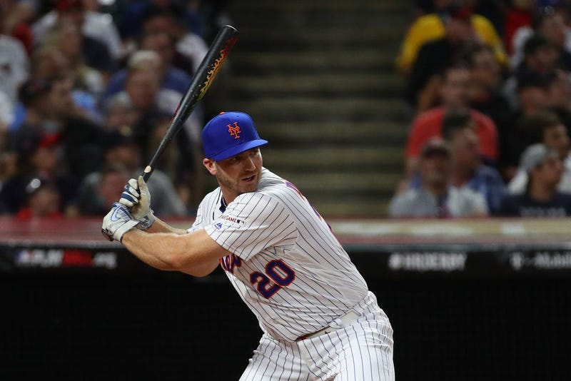 Pete Alonso of the New York Mets competes in the T-Mobile Home Run Derby at Progressive Field on July 08, 2019 in Cleveland, Ohio.
