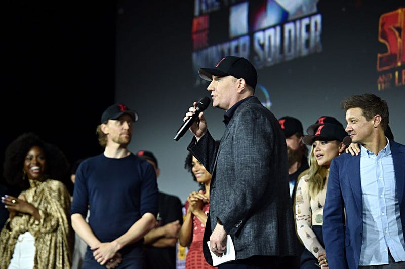 President of Marvel Studios Kevin Feige at the San Diego Comic-Con International 2019 Marvel Studios Panel in Hall H on July 20, 2019 in San Diego, California.