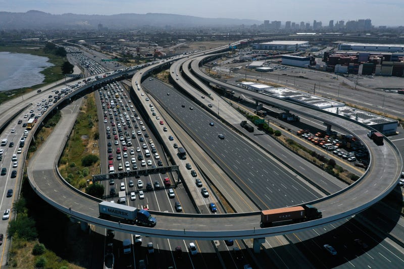 ffic backs up at the San Francisco-Oakland Bay Bridge toll plaza along Interstate 80 on July 25, 2019 in Oakland, California.
