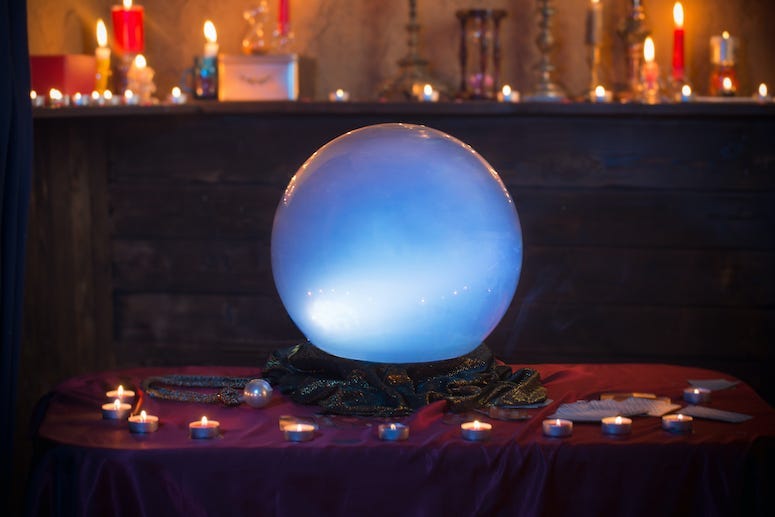 Crystal Ball, Table, Burning Candles