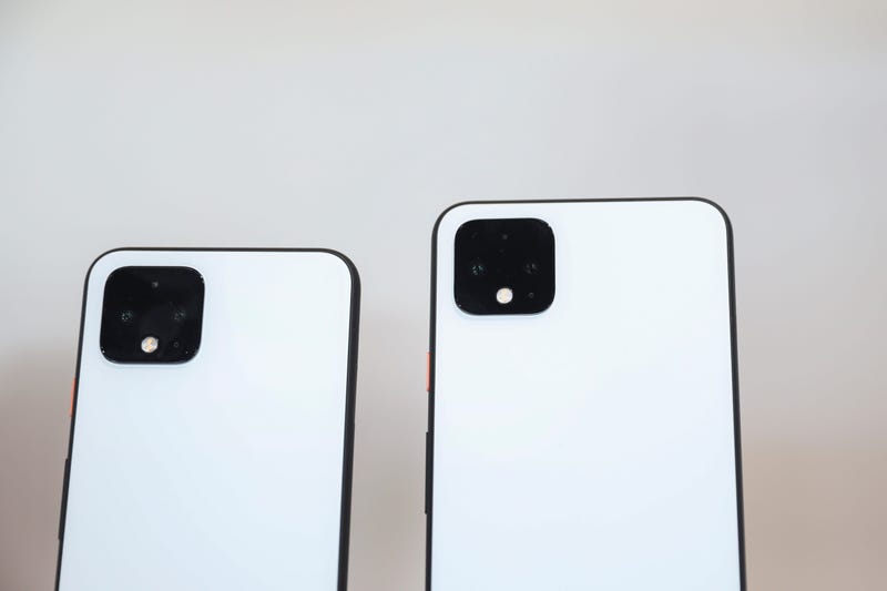 The new Google Pixel 4 smartphone is displayed during a Google launch event on October 15, 2019 in New York City.