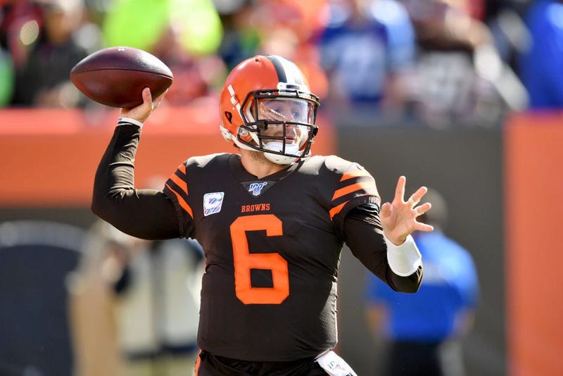 CLEVELAND, OHIO - OCTOBER 13: Quarterback Baker Mayfield #6 of the Cleveland Browns passes during the first quarter against the Seattle Seahawks at FirstEnergy Stadium on October 13, 2019 in Cleveland, Ohio. (Photo by Jason Miller/Getty Images)