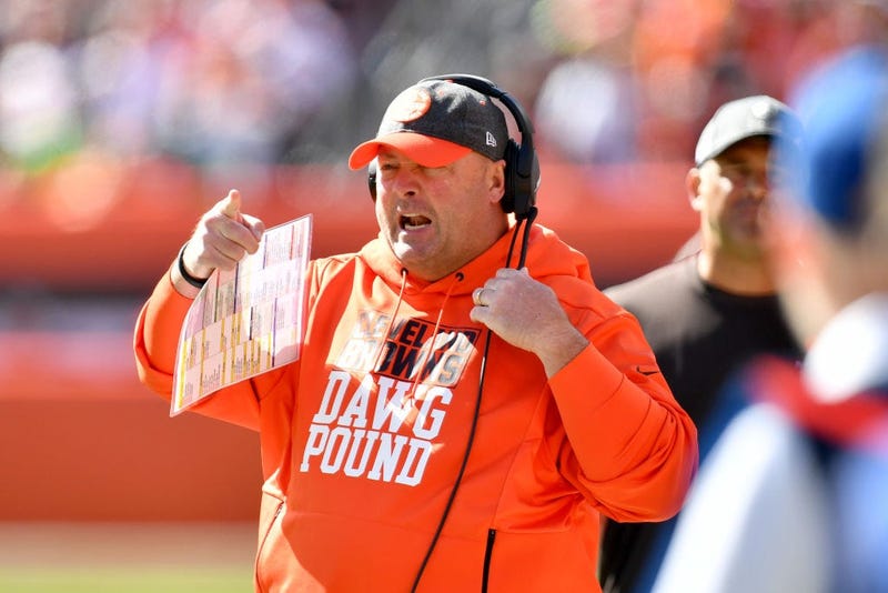 CLEVELAND, OHIO - OCTOBER 13: Head coach Freddie Kitchens of the Cleveland Browns yells to his players during the first quarter against the Seattle Seahawks at FirstEnergy Stadium on October 13, 2019 in Cleveland, Ohio. (Photo by Jason Miller/Getty Images