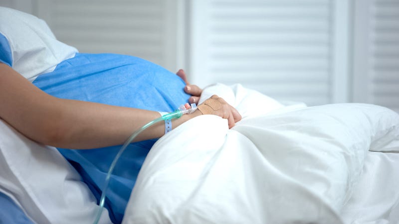 A pregnant woman at a hospital
