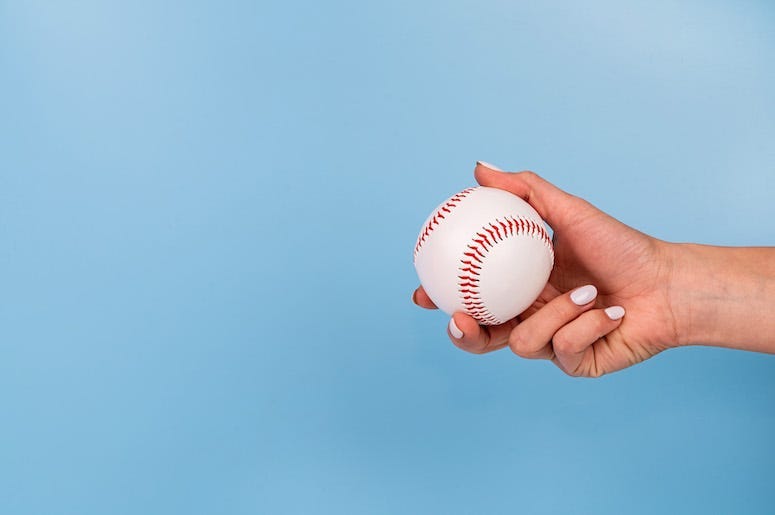 Woman, Female, Hand, Baseball, Holding Baseball