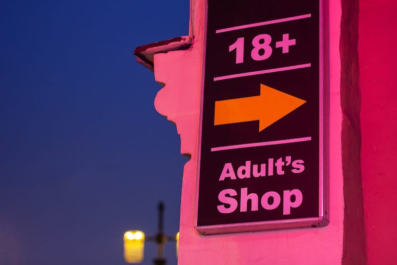 Adult's Shop, Sign, 18+