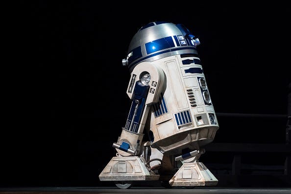TOKYO, JAPAN - NOVEMBER 28: Star Wars character R2-D2 is seen before the 'Star Wars Kabuki' performance that was produced to promote the upcoming release of 'Star Wars: The Rise of Skywalker' at Meguro Persimmon Hall on November 28, 2019 in Tokyo, Japan.