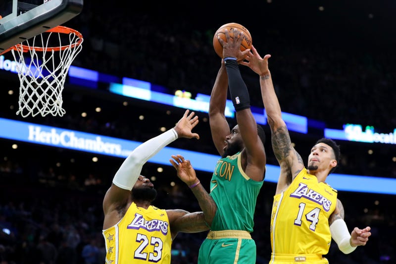 Jaylen Brown dunks on LeBron James