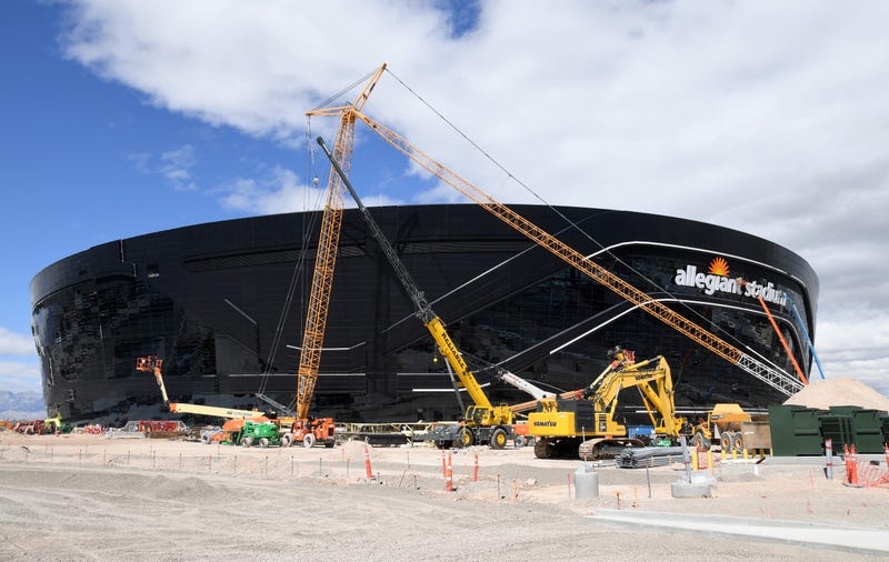 Construction continues at Allegiant Stadium, the USD 2 billion, glass-domed future home of the Las Vegas Raiders