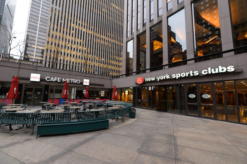 A view outside the New York Sports Clubs gym as the coronavirus continues to spread across the United States on March 18, 2020 in New York City.