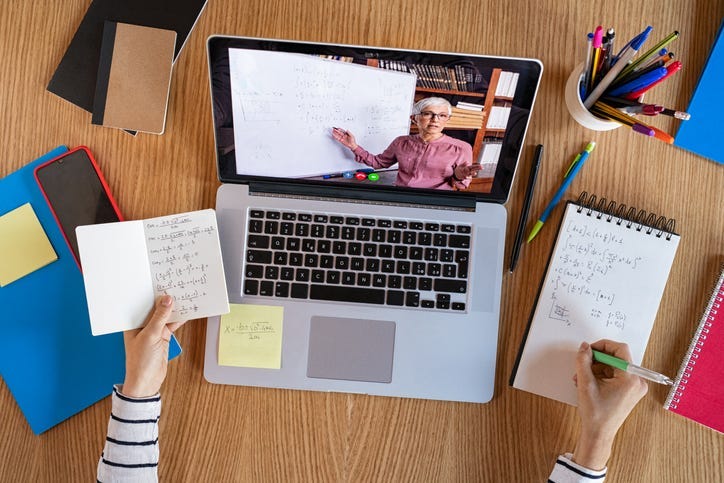 A student studying online