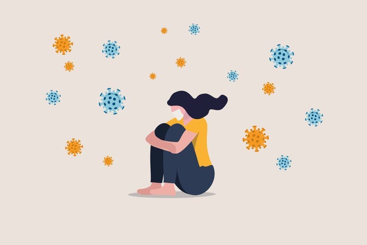 Graphic of a person dealing with COVID-19