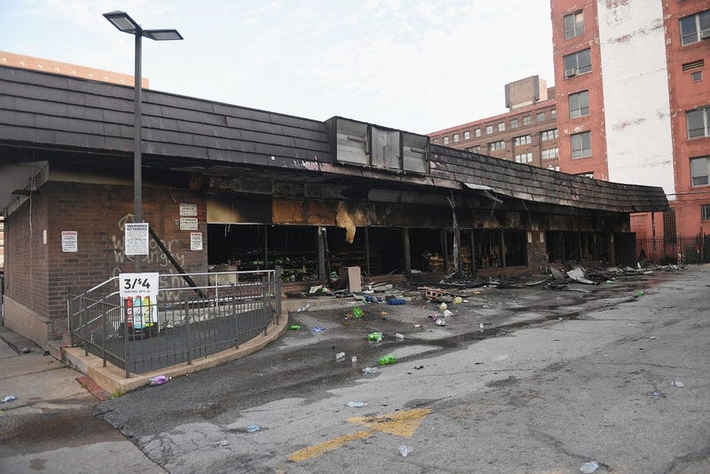 A 7-11 that was burned down in St. Louis by rioters