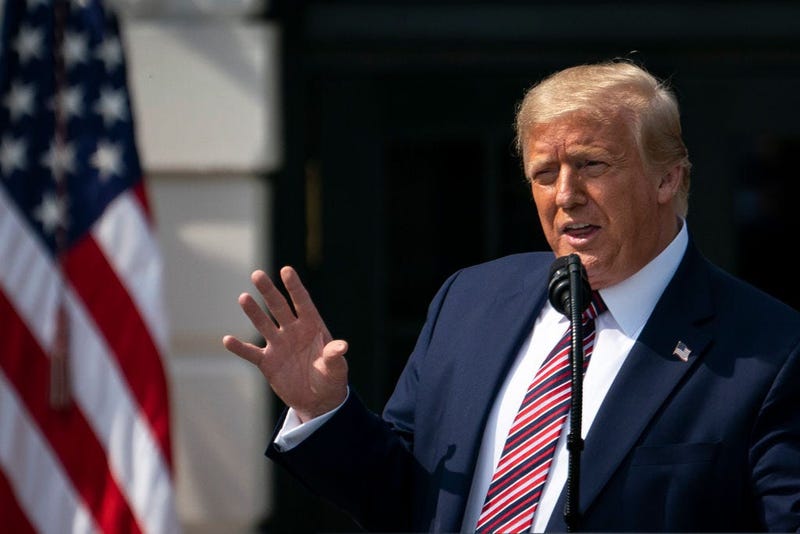President Donald Trump speaks during an event about regulatory reform on the South Lawn of the White House on July 16, 2020