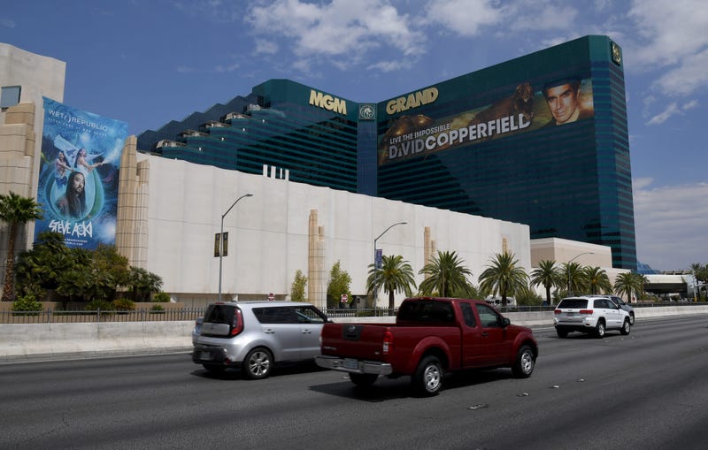 Vehicle traffic on Tropicana Avenue passes by MGM Grand Hotel & Casino on the Las Vegas Strip amid the spread of coronavirus (COVID-19) on August 28, 2020 in Las Vegas, Nevada.