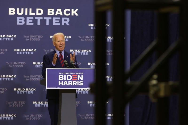 Democratic presidential nominee Joe Biden speaks during a campaign event
