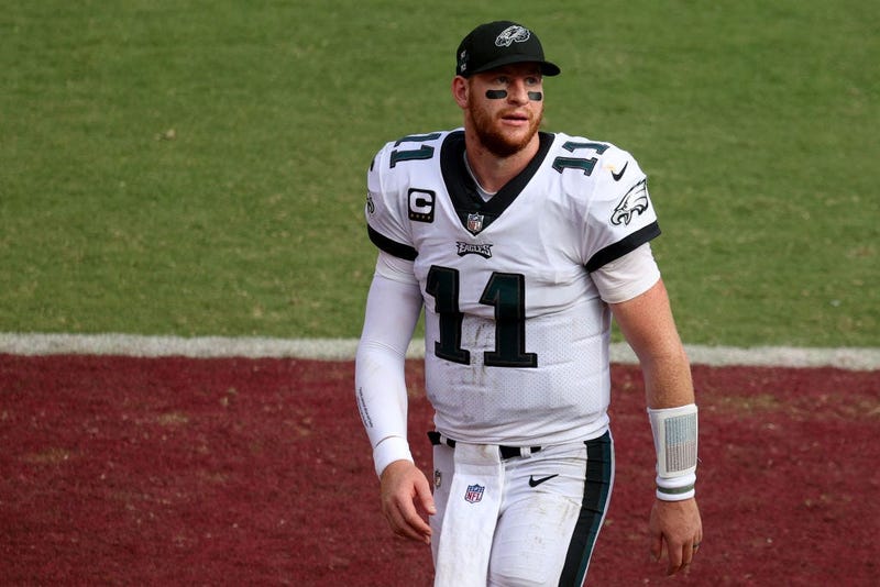 Quarterback Carson Wentz #11 of the Philadelphia Eagles walks of the field