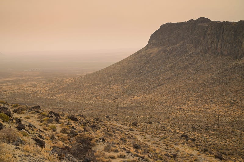 Wildfire Smoke Obscured Desert Landscape in Denio Junction, NV