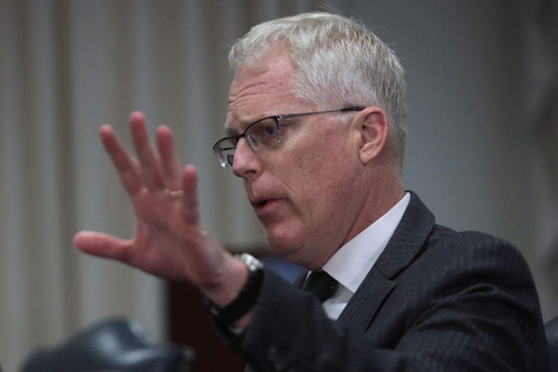 Acting U.S. Secretary of Defense Christopher Miller speaks during a meeting
