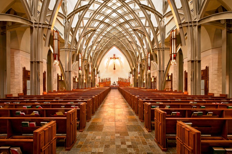 Interior of contemporary cathedral - stock photo